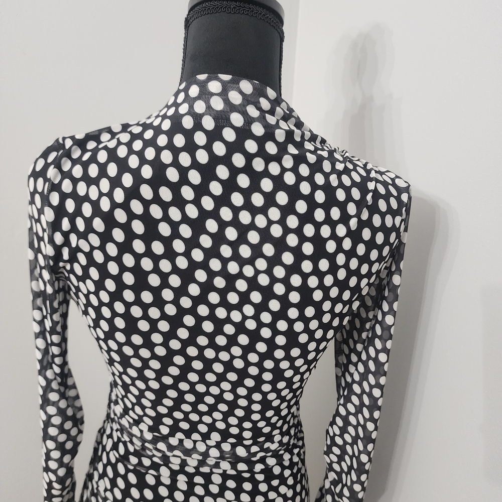 Zara Black and White Polka Dot Long Sleeve Maxi Dress - Picture 13 of 16